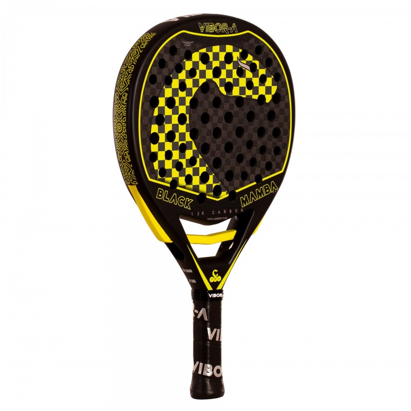 Vibora Black Mamba Pro 2.0 padel racket with hybrid shape and professional carbon construction front right