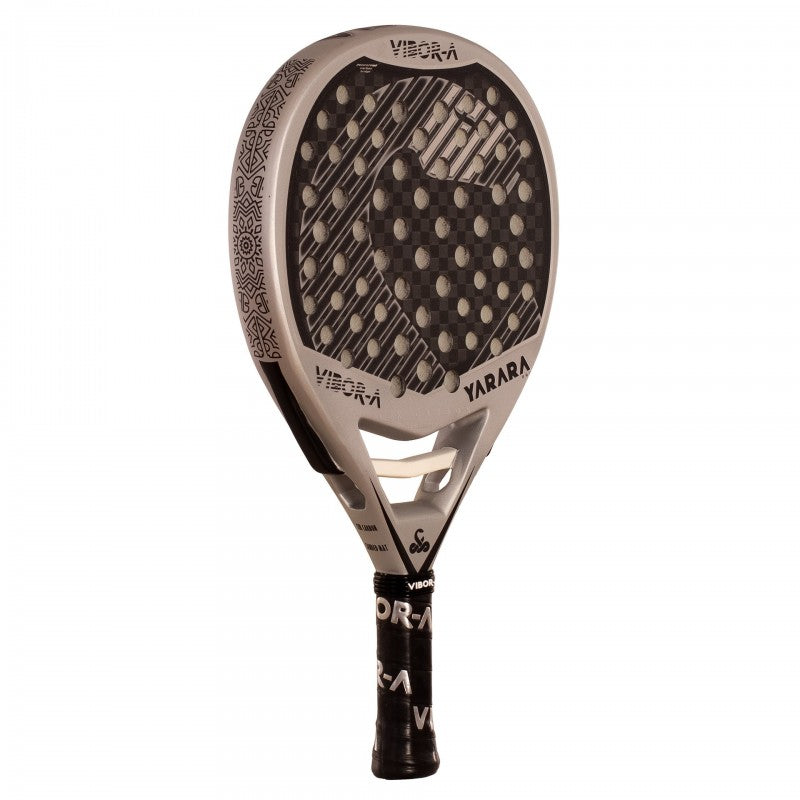 Vibora Yarara Pro Silver padel racket with 12K carbon faces and aerodynamic frame front left