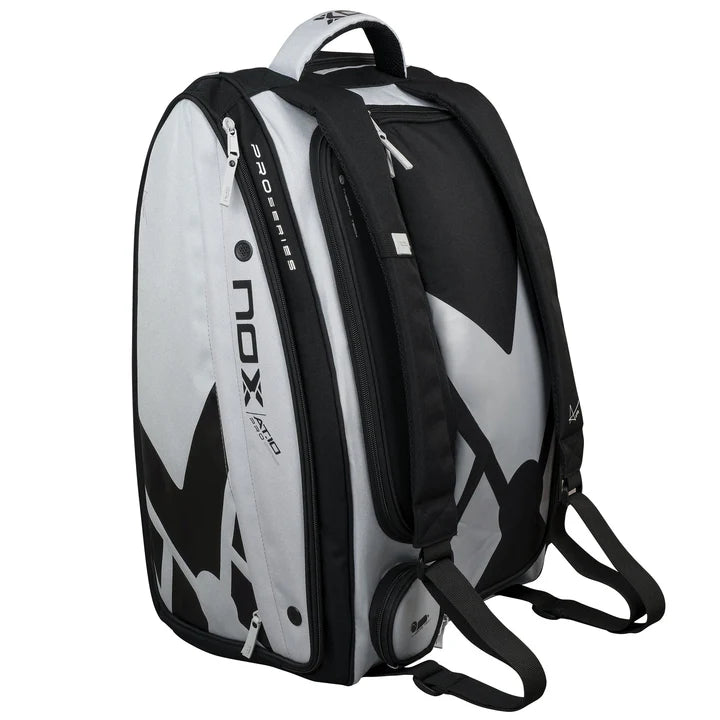 AT10 Competition XL compact padel bag in grey and black with ergonomic design back right