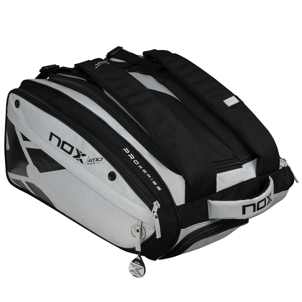 AT10 Competition XL compact padel bag in grey and black with ergonomic design front right