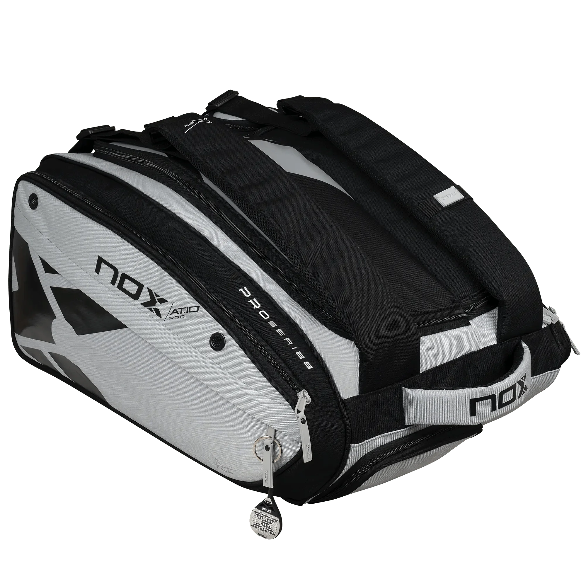 AT10 Competition XL compact padel bag in grey and black with ergonomic design front right