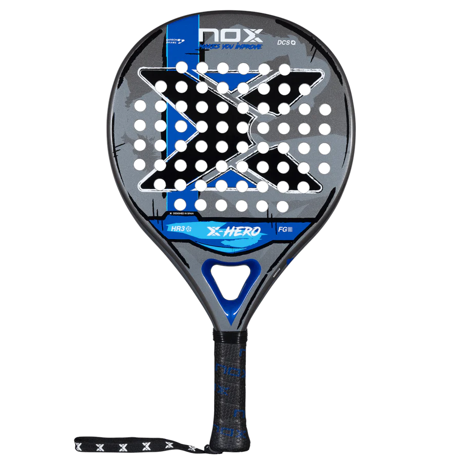 X-Hero Blue padel racket with modern white design front
