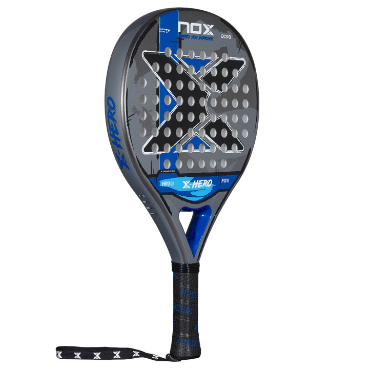 X-Hero Blue padel racket with modern white design front right