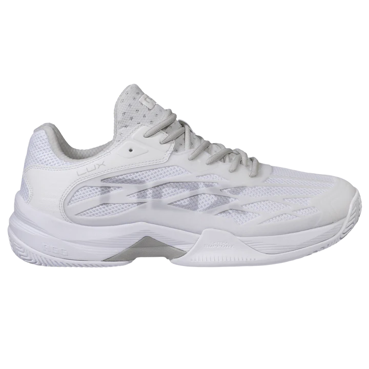 AT10 LUX White and Grey padel shoes designed for stability and grip